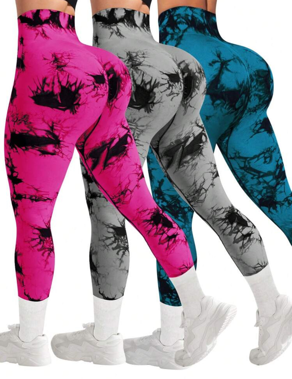 High Waist Tie-Dye Sports Leggings, Seamless & Casual