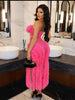 SXY Party Mesh Cropped Tube Top And Slit Mini Skirt 2pcs Set
