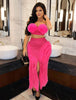 SXY Party Mesh Cropped Tube Top And Slit Mini Skirt 2pcs Set